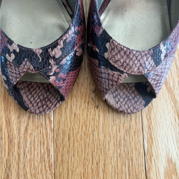 🌷LAST CALL! Nine West (8) Pink/Mauve SnakeSkin Peep Toe Pumps🌷 - Picture 8 of 11